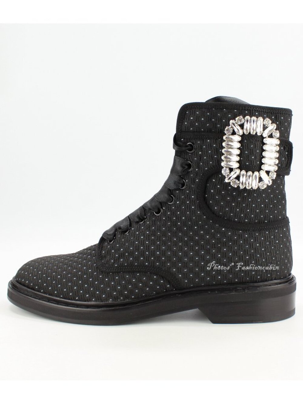 NEW Roger Vivier Viv Rangers Strass Booties – Crystal Buckle Combat Boots